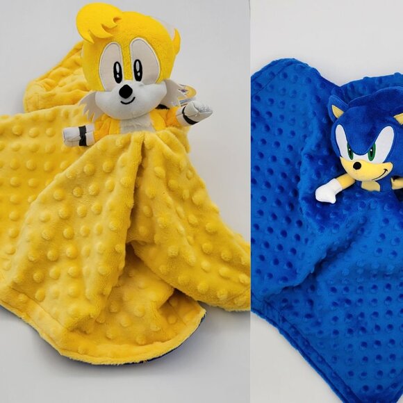 Double plush set Minky security Blanket for kids 21 x 21 - Picture 4 of 14